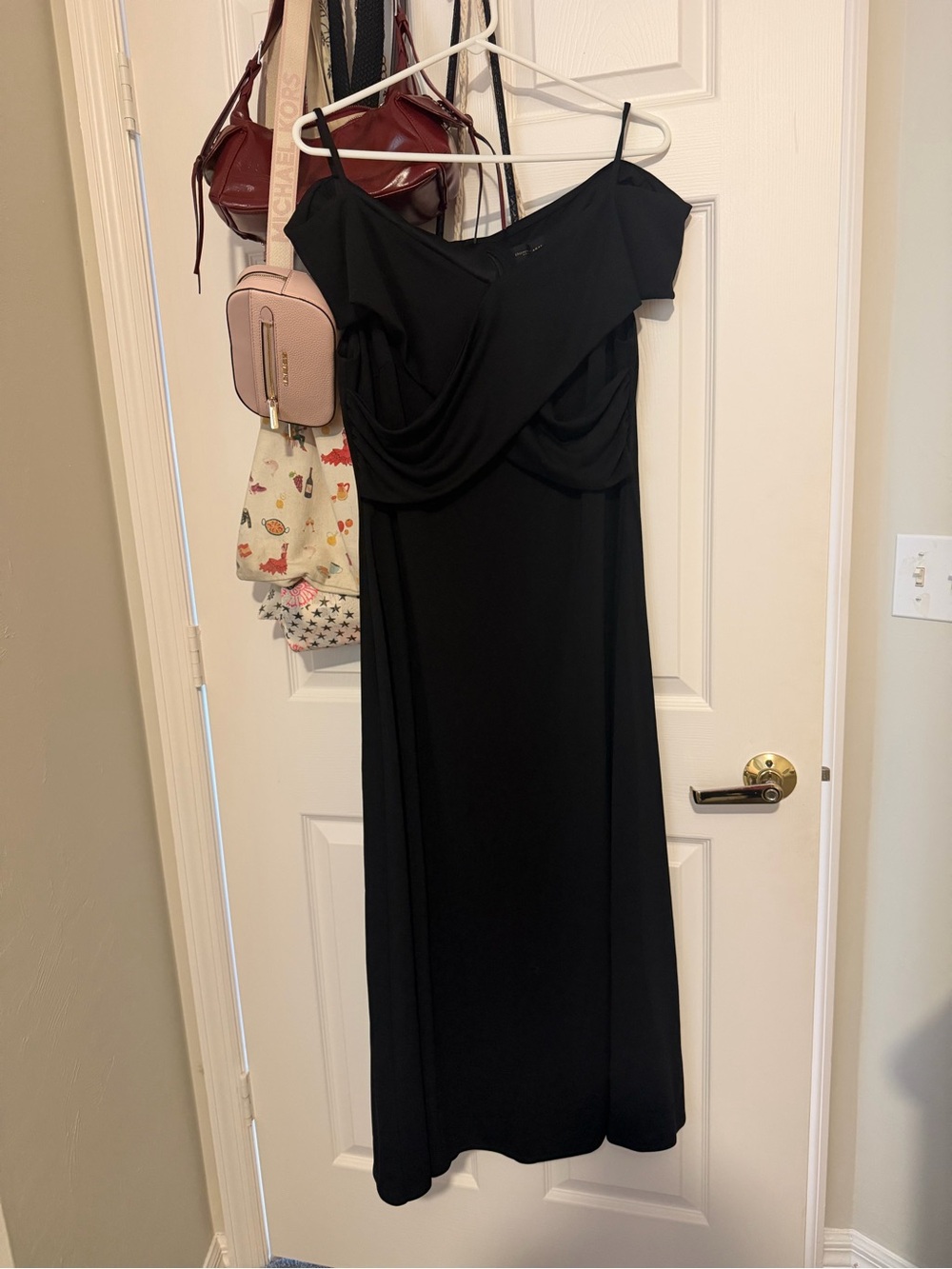 Donna Karan Black One-Shoulder Draped Evening Dress